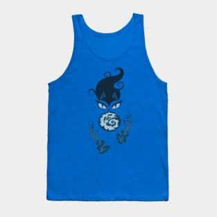 Witchy Kitty Crystal Ball Blue Tank Top